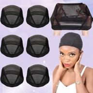 🎀 6 пак wig caps - растяжимые купола из спандекса сетчатые крышки для лейс фронт париков для женщин с широкой эластичной лентой и материалом из шелка леда логотип