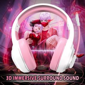 img 1 attached to 🎧 ONFINIO Gaming Headset: Noise Cancelling Microphone, Surround Sound & LED Light - Light Pink | Compatible with Xbox One, PS4, PS5, PC, Switch, Mac, Laptop