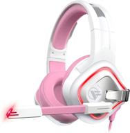 🎧 onfinio gaming headset: noise cancelling microphone, surround sound & led light - light pink | compatible with xbox one, ps4, ps5, pc, switch, mac, laptop логотип