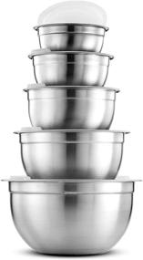 img 4 attached to 🥣 5-Piece Set of Premium Stainless-Steel Mixing Bowls with Airtight Lids: Nesting Bowls for Space-Saving Storage, Easy-Grip &amp; Stability Design – Versatile Mixing-Bowl Set Ideal for Cooking, Baking, and Food Storage