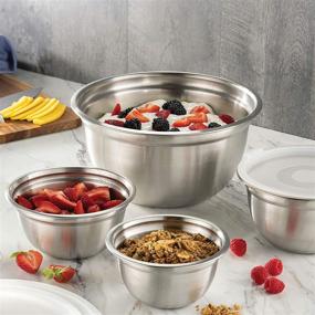 img 3 attached to 🥣 5-Piece Set of Premium Stainless-Steel Mixing Bowls with Airtight Lids: Nesting Bowls for Space-Saving Storage, Easy-Grip &amp; Stability Design – Versatile Mixing-Bowl Set Ideal for Cooking, Baking, and Food Storage