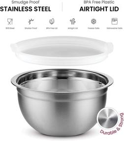 img 2 attached to 🥣 5-Piece Set of Premium Stainless-Steel Mixing Bowls with Airtight Lids: Nesting Bowls for Space-Saving Storage, Easy-Grip &amp; Stability Design – Versatile Mixing-Bowl Set Ideal for Cooking, Baking, and Food Storage