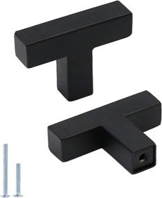 img 4 attached to 🔲 Goldenwarm 5-Pack Black Square T-Bar Single Hole Knobs - Stainless Steel Modern Hardware for Kitchen and Bathroom Cabinets - Cupboard Drawer Pull Handles - Kitchen Cabinet Knobs