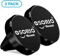 📱 osorio magnetic air vent car mount holder - aluminum alloy cell phone stand for iphone x/8/7/7 plus, samsung s8 s7 s6, huawei p9 plus - black [round edge, 2 pack] logo