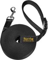 mighty paw long dog leash: premium quality nylon pet lead for effective off-leash recall training. includes buckled padded handle for comfort. ideal for yard, camping, and training. logo