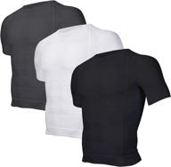 💪 odoland men's body shaper slimming shirt: 3 pack tummy vest for slim muscle – thermal compression base layer, short sleeve shapewear logo