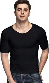 img 3 attached to 💪 Odoland Men's Body Shaper Slimming Shirt: 3 Pack Tummy Vest for Slim Muscle – Thermal Compression Base Layer, Short Sleeve Shapewear