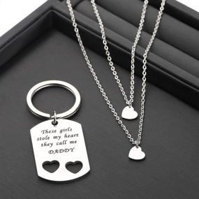 img 3 attached to ❤️ ENSIANTH Father Daughter Gift: Heartfelt Set for Daughters That Stole My Heart - Daddy Keychain with Heart Cut Out Necklace