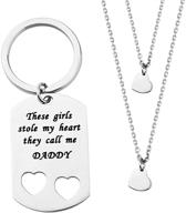 ❤️ ensianth father daughter gift: heartfelt set for daughters that stole my heart - daddy keychain with heart cut out necklace logo