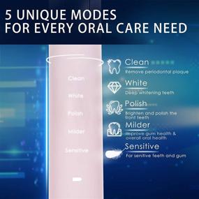 img 3 attached to 7am2m Sonic Electric Toothbrush for Kids - 6 Brush Heads, Wireless Fast Charge, 60 Days Battery Life, 5 Modes, 2-Minute Smart Timer - Electric Toothbrushes (Rose Pink)