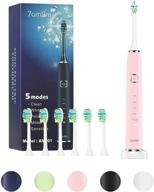 7am2m sonic electric toothbrush for kids - 6 brush heads, wireless fast charge, 60 days battery life, 5 modes, 2-minute smart timer - electric toothbrushes (rose pink) logo