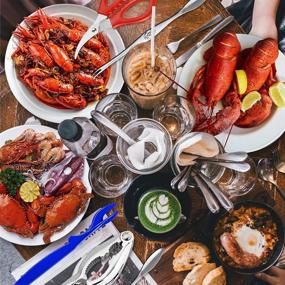img 3 attached to 🦀 Полный набор инструментов для морепродуктов: щипцы для крабовых лапок, вилки для раковины омаров и многое другое с сумкой для хранения.