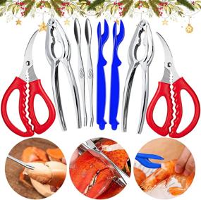 img 4 attached to 🦀 Полный набор инструментов для морепродуктов: щипцы для крабовых лапок, вилки для раковины омаров и многое другое с сумкой для хранения.