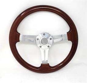 img 2 attached to Classic Nostalgia Style Wood Grain Steering Wheel - 14 Inch, 5 Bolt, 3-Spoke Design with Slotted Light Wood Grip, Horn Included