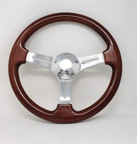 img 3 attached to Classic Nostalgia Style Wood Grain Steering Wheel - 14 Inch, 5 Bolt, 3-Spoke Design with Slotted Light Wood Grip, Horn Included