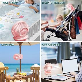 img 3 attached to 🎀 Portable Rechargeable Clip Fan with Light - USB Desktop Fan, 3 Speeds, Quiet Household Table Fans - Ideal for Home, Office, Dorm, Baby Stroller, Kitchen, Car, Treadmills (Pink)