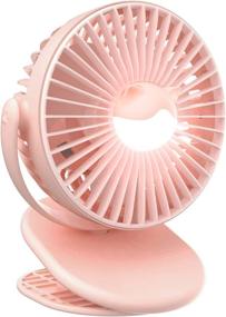 img 4 attached to 🎀 Portable Rechargeable Clip Fan with Light - USB Desktop Fan, 3 Speeds, Quiet Household Table Fans - Ideal for Home, Office, Dorm, Baby Stroller, Kitchen, Car, Treadmills (Pink)