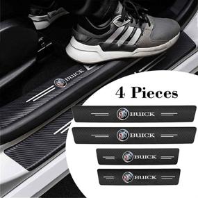 img 4 attached to Modifier 4Pcs Carbon Fiber Compatible Fit Buick Car Door Front/Rear Sill Plate Protectors