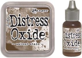 img 1 attached to 🎨 Премиум Комбо: Подушечка для тиснения чернил Distress Oxide от Ranger Tim Holtz в оттенке "Ореховая пятнистость" плюс перезаправка