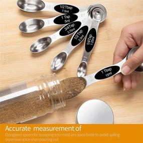 img 1 attached to 🥄 NIUTA Magnetic Measuring Spoons: Set of 9 Stackable Stainless Steel Dual-Sided Teaspoon Tablespoon, Ideal for Measuring Dry and Liquid Ingredients (Black)