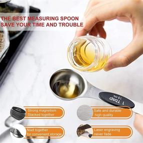 img 3 attached to 🥄 NIUTA Magnetic Measuring Spoons: Set of 9 Stackable Stainless Steel Dual-Sided Teaspoon Tablespoon, Ideal for Measuring Dry and Liquid Ingredients (Black)