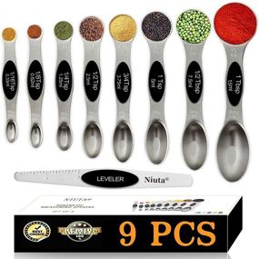 img 4 attached to 🥄 NIUTA Magnetic Measuring Spoons: Set of 9 Stackable Stainless Steel Dual-Sided Teaspoon Tablespoon, Ideal for Measuring Dry and Liquid Ingredients (Black)