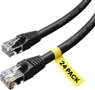 gearit 24-пакет cat 6 ethernet-кабель - без зацепок рјп-контакт rj45, компьютерный lan-кабель, 1 фут длиной, черный - совместим с коммутатором 24 48 портов poe rackmount 24port gigabit - идеальное решение для сетевого подключения. логотип