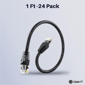 img 3 attached to GearIT 24-Пакет Cat 6 Ethernet-кабель - Без зацепок РЈП-контакт RJ45, компьютерный LAN-кабель, 1 фут длиной, черный - Совместим с коммутатором 24 48 портов POE Rackmount 24port Gigabit - Идеальное решение для сетевого подключения.