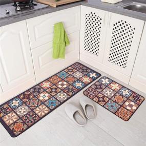 img 4 attached to 🏡 JOFLY стиральные и мягкие кухонные коврики 2 шт., антиковзные и облегчающие усталость половые коврики для дома и офиса