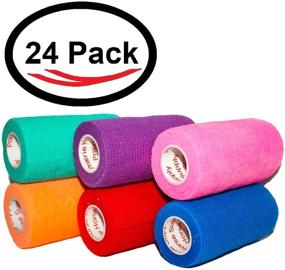 img 1 attached to 🐾 4 Inch Vet Wrap Tape Bulk (Assorted Colors) - Buy in 6, 12, 18, or 24 Packs! Self-Adhesive Self Adherent Adhering Flex Bandage Rap Grip Roll for Dog Cat Pet Horse