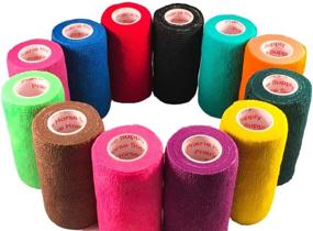 img 2 attached to 🐾 4 Inch Vet Wrap Tape Bulk (Assorted Colors) - Buy in 6, 12, 18, or 24 Packs! Self-Adhesive Self Adherent Adhering Flex Bandage Rap Grip Roll for Dog Cat Pet Horse