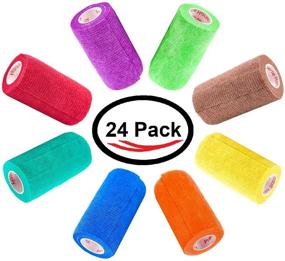 img 3 attached to 🐾 4 Inch Vet Wrap Tape Bulk (Assorted Colors) - Buy in 6, 12, 18, or 24 Packs! Self-Adhesive Self Adherent Adhering Flex Bandage Rap Grip Roll for Dog Cat Pet Horse