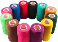 🐾 4 inch vet wrap tape bulk (assorted colors) - buy in 6, 12, 18, or 24 packs! self-adhesive self adherent adhering flex bandage rap grip roll for dog cat pet horse logo