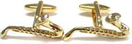 gold toned saxophone instrument cufflinks logo