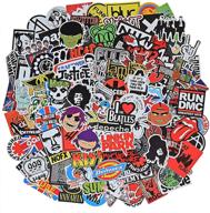 rock & roll stickers pack - 100 pcs vinyl waterproof decals for personalizing laptop, guitar, skateboard & more (stickers - b) logo