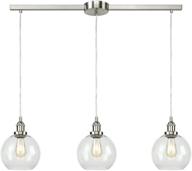 💡 eul industrial vintage kitchen island lighting - clear glass globe pendant in brushed nickel with 3 lights логотип