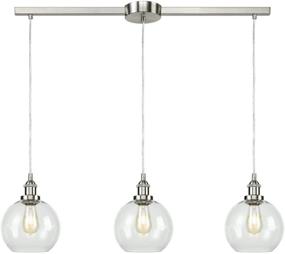 img 4 attached to 💡 EUL Industrial Vintage Kitchen Island Lighting - Clear Glass Globe Pendant in Brushed Nickel with 3 Lights