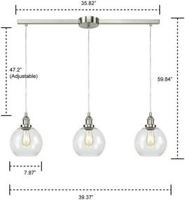 img 1 attached to 💡 EUL Industrial Vintage Kitchen Island Lighting - Clear Glass Globe Pendant in Brushed Nickel with 3 Lights