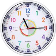 🕑 kid-friendly silent non ticking wall clock - learn to tell time with easy-to-read 12 inch diameter quartz mechanism logo