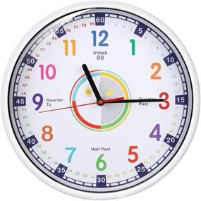 img 4 attached to 🕑 Kid-Friendly Silent Non Ticking Wall Clock - Learn to Tell Time with Easy-to-Read 12 Inch Diameter Quartz Mechanism