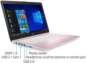 img 2 attached to 💻 HP Stream 14" HD SVA Laptop, Intel Celeron N4000 Processor, 4GB RAM, 64GB eMMC Flash Memory, Intel UHD Graphics 600, 1-Year Office, Bluetooth, Windows 10S, Rose Pink, 128GB SnowBell USB Card