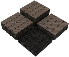 img 4 attached to PANDAHOME 22 PCS Wood Plastic Composite Patio Deck Tiles, 12”x12” Interlocking Deck Tiles, Water Resistant for Indoor & Outdoor Use, 22 sq. ft - Mocha