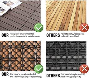 img 1 attached to PANDAHOME 22 PCS Wood Plastic Composite Patio Deck Tiles, 12”x12” Interlocking Deck Tiles, Water Resistant for Indoor & Outdoor Use, 22 sq. ft - Mocha