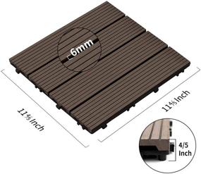 img 3 attached to PANDAHOME 22 PCS Wood Plastic Composite Patio Deck Tiles, 12”x12” Interlocking Deck Tiles, Water Resistant for Indoor & Outdoor Use, 22 sq. ft - Mocha