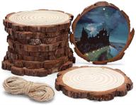 🌲 unfinished natural wood slices ornaments - 10 pcs 3.5"-4" with tree bark circles - diy crafts, christmas hanging, rustic wedding decoration logo