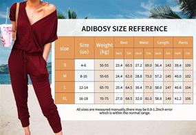 img 1 attached to Stylish & Comfortable: Adibosy Women's V Neck Jumpsuits - Short Sleeve, Elastic Waist, Perfect Summer Rompers for Women