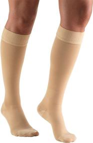 img 4 attached to 🧦 Large Size Beige Knee High Dot-Top Truform Compression Stockings - 30-40 mmHg, Closed Toe, for Men and Women