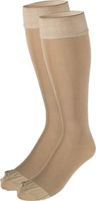 img 1 attached to 🧦 Large Size Beige Knee High Dot-Top Truform Compression Stockings - 30-40 mmHg, Closed Toe, for Men and Women