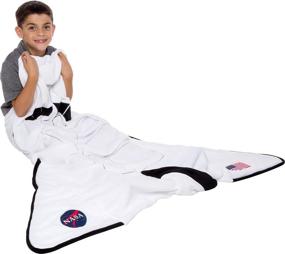 img 3 attached to Plush Fleece Rocket Ship Sleeping Bag Blanket for Kids - Silver Lilly Spaceship Blanket