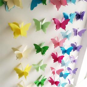 img 2 attached to 🦋 YCT 3D бабочка декоративный гирлянда: комплект из 2 штук длиной 110 дюймов (зеленый) - яркий весенний декор для дома.